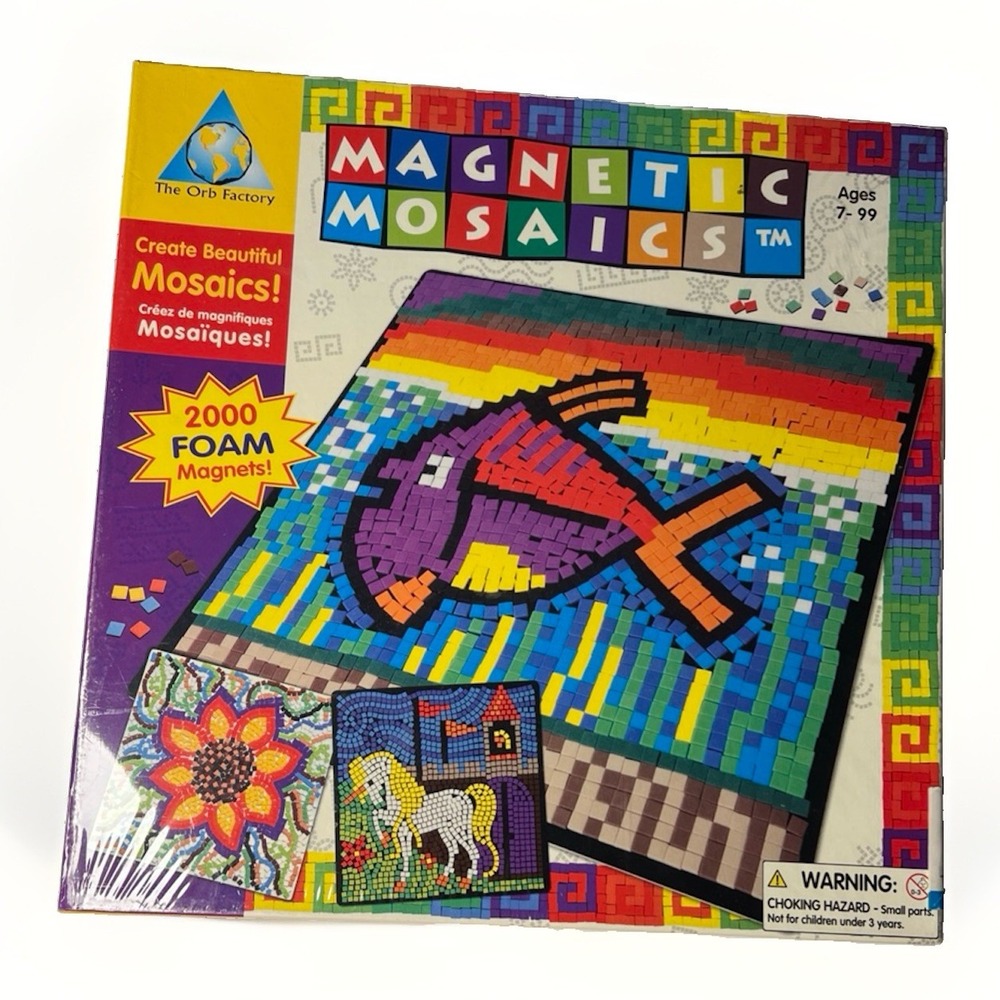 The Orb Factory Magnetic Mosaics 2000 Foam Magnets Art Kit Vintage 2006 Sealed
